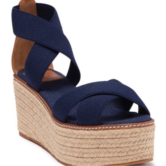 Tory Burch Navy Frieda wedges espadrille Sandals
